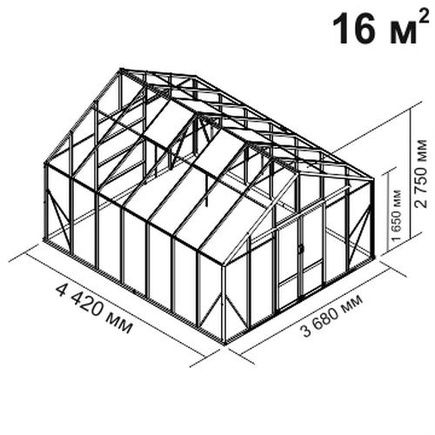 Теплица botanik maximum под стекло 3,6 х 4,4 м